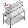 bàn inox 2 tầng có giá 2 tầng