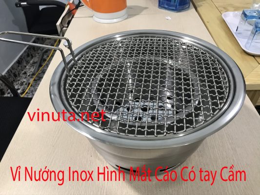 vỉ nướng inox hình mắt cáo có tay cầm