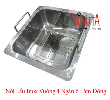 nồi lẩu inox vuông 4 ngăn ở lâm đồng