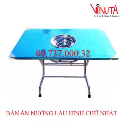 bàn ăn nướng lẩu hình chữ nhật