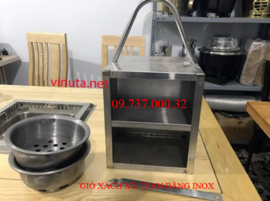 giỏ xách xô than bằng inox