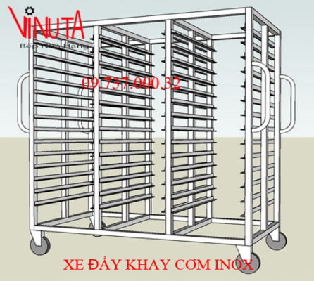 xe đẩy khay cơm inox