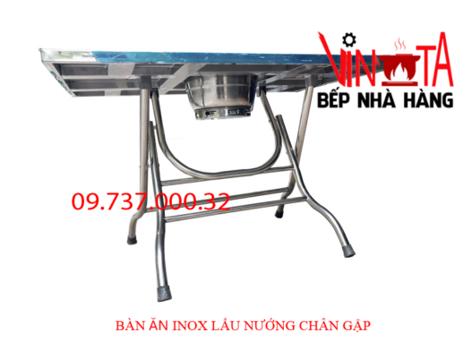 bàn ăn inox lẩu nướng chân gập