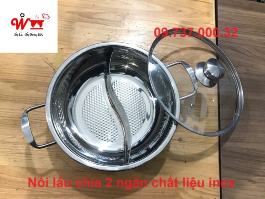 nồi lẩu chia 2 ngăn chất liệu inox