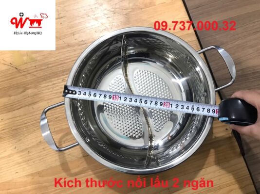 kích thước nồi lẩu 2 ngăn