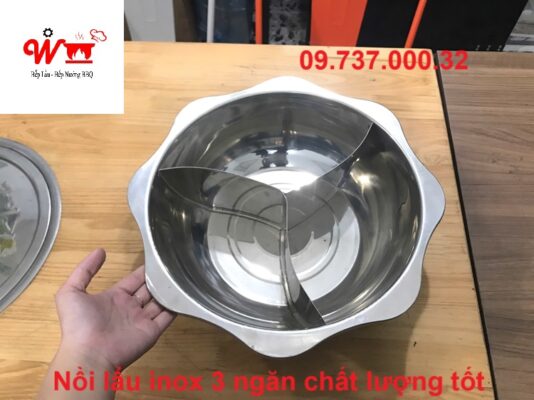 nồi lẩu inox 3 ngăn chất lượng tốt