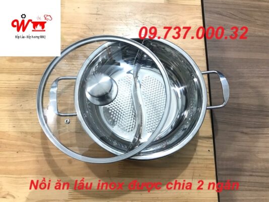 nồi ăn lẩu inox được chia 2 ngăn