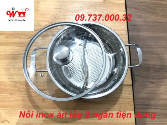 nồi inox ăn lẩu 2 ngăn tiện dụng