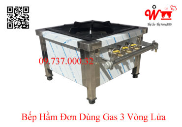 Bếp hầm đơn dùng gas 3 vòng lửa