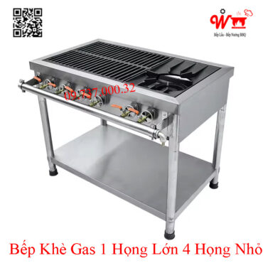 Bếp Khè Gas 1 họng lớn 4 họng nhỏ