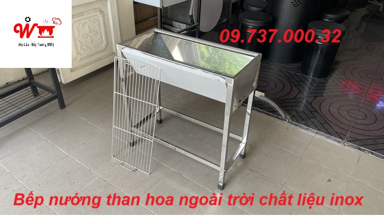 bếp nướng than hoa ngoài trời chất liệu inox