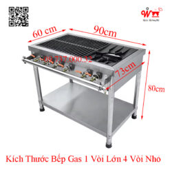 Kích thước bếp Gas 1 vòi lớn 4 vòi nhỏ