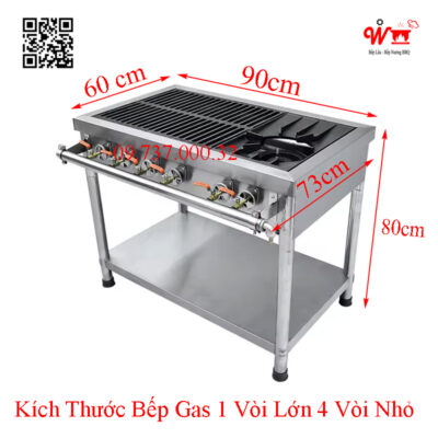 Kích thước bếp Gas 1 vòi lớn 4 vòi nhỏ