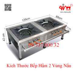 Kích thước bếp hầm 2 vùng nấu