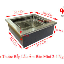 Kích thước bếp lẩu âm bàn mini 2-4 người