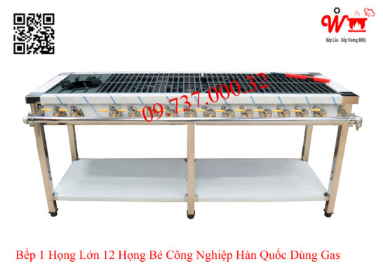 Bếp 1 họng lớn 12 họng bé công nghiệp Hàn Quốc dùng Gas