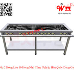 Bếp 2 họng lớn 10 họng nhỏ công nghiệp Hàn Quốc dùng Gas