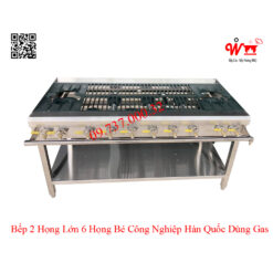 Bếp 2 họng lớn 6 họng bé công nghiệp dùng Gas