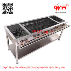 Bếp 2 họng to 10 họng nhỏ công nghiệp Hàn Quốc dùng Gas