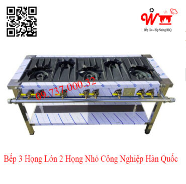 Bếp 3 họng lớn 2 họng nhỏ công nghiệp Hàn Quốc