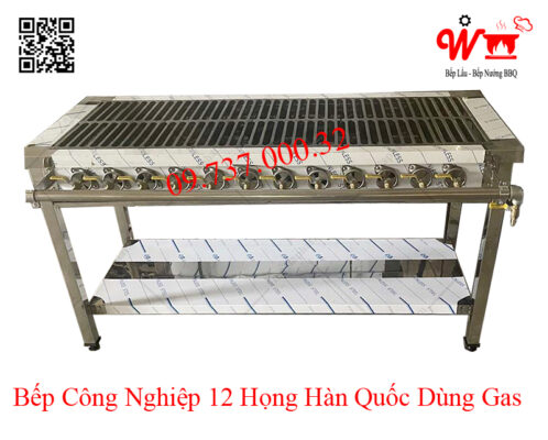 Bếp công nghiệp 12 họng Hàn Quốc dùng Gas