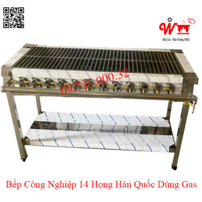 Bếp công nghiệp 14 họng Hàn QUốc dùng Gas