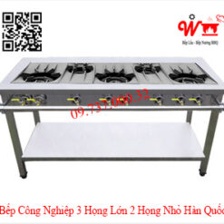 bếp công nghiệp 2 họng lớn 3 họng nhỏ Hàn Quốc