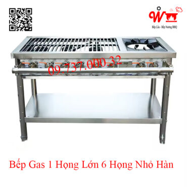 Bếp Gas 1 họng lớn 6 họng nhỏ Hàn