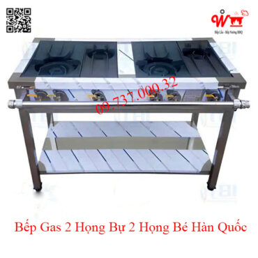 Bếp gas 2 họng bự 2 họng bé Hàn Quốc