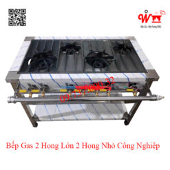 Bếp gas 2 họng lớn 2 họng nhỏ công nghiệp