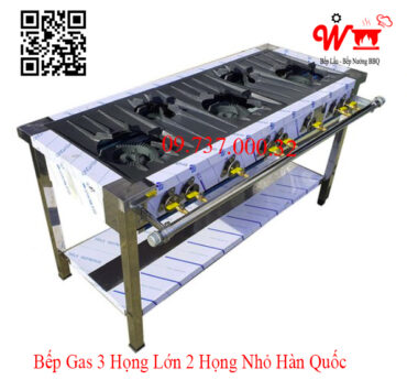 Bếp Gas 3 họng lớn 2 họng nhỏ Hàn Quốc