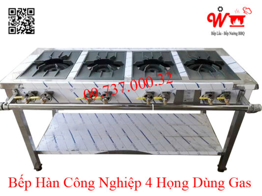 Bếp Hàn Công NGhiệp 4 họng dùng Gas