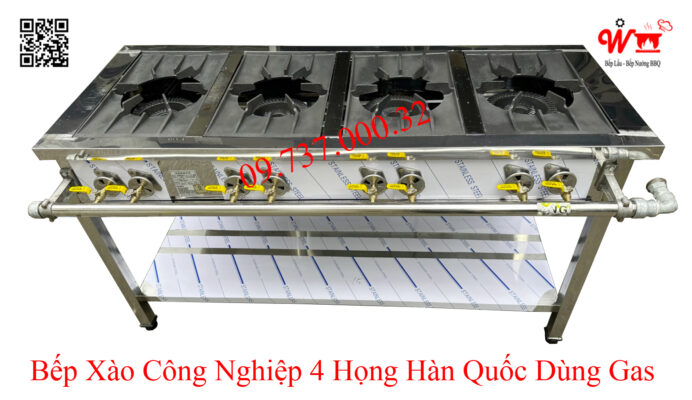 bếp xào công nghiệp 4 họng Hàn Quốc dùng Gas