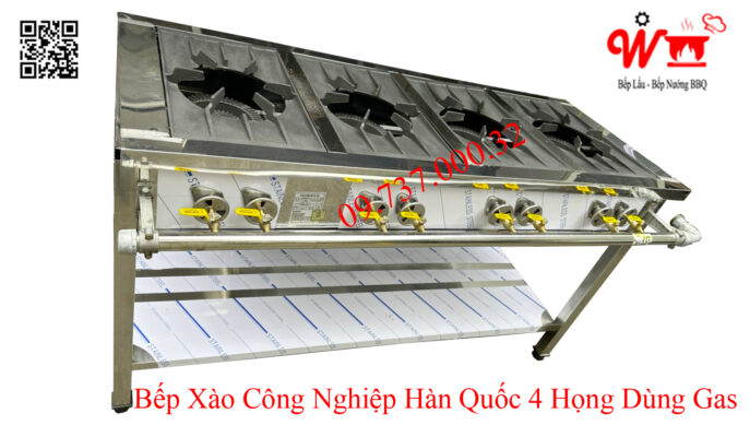 Bếp xào công nghiệp hàn quốc 4 họng dùng gas