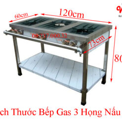 Kích thước bếp Gas 3 họng nấu