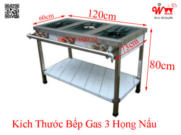 Kích thước bếp Gas 3 họng nấu