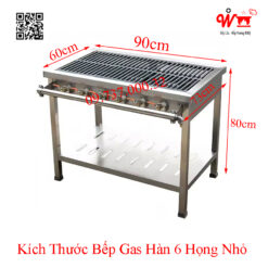 Kích thước bếp Gas Hàn 6 Họng nhỏ