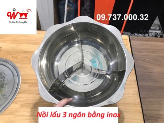 nồi lẩu 3 ngăn bằng inox