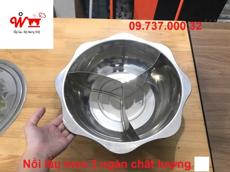 nồi lẩu inox 3 ngăn chất lượng