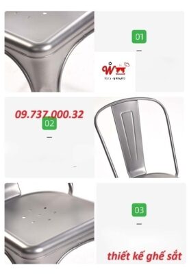 cận thiết kế ghế sắt