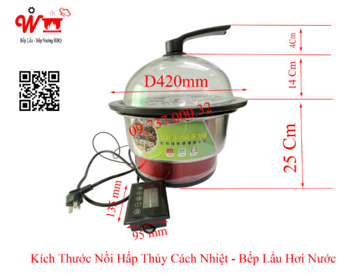 Kích Thước Nồi Hấp Thủy Cách Nhiệt Bếp Lẩu Hơi Nước