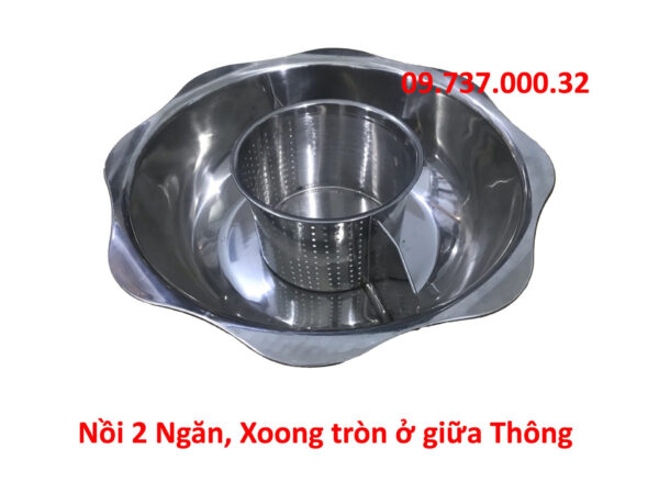 Nồi lẩu inox vuông, tròn loại 1, 2, 3 ,4 Ngăn dùng bếp từ, gas, cồn, than - Ảnh 15