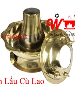 Alternative view of Lẩu cù lao inox 304 màu vàng hình cánh hoa, nồi lẩu cá dân ích, nồi lẩu bằng than