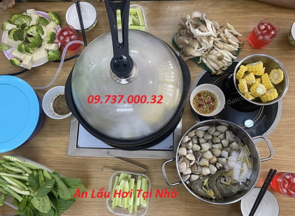 Nồi lẩu hơi tại nhà, nồi hấp cách thủy, bếp lẩu hơi gia đình bằng sứ - Ảnh 2