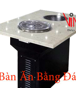 Alternative view of bàn bếp lẩu nướng mặt đá 4, 6 người | Bộ bàn ăn lẩu nướng mặt bàn đá nhà hàng