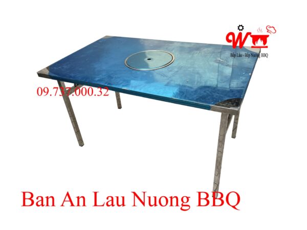 Bàn ăn lẩu nướng chân gập gọn, inox, dùng ngoài trời, vỉa hè, sân vườn - Ảnh 4