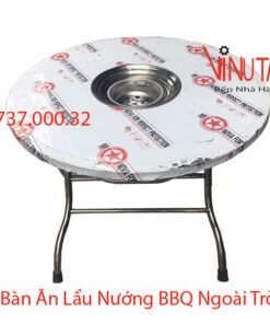 Alternative view of Bàn lẩu nướng inox tròn | bàn ăn lẩu nướng bbq bằng inox tròn chân gấp giá rẻ