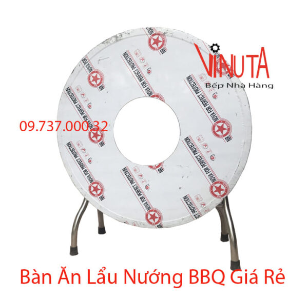 Bàn lẩu nướng inox tròn | bàn ăn lẩu nướng bbq bằng inox tròn chân gấp giá rẻ - Ảnh 4