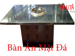 bàn bếp lẩu nướng mặt đá 4, 6 người | Bộ bàn ăn lẩu nướng mặt bàn đá nhà hàng