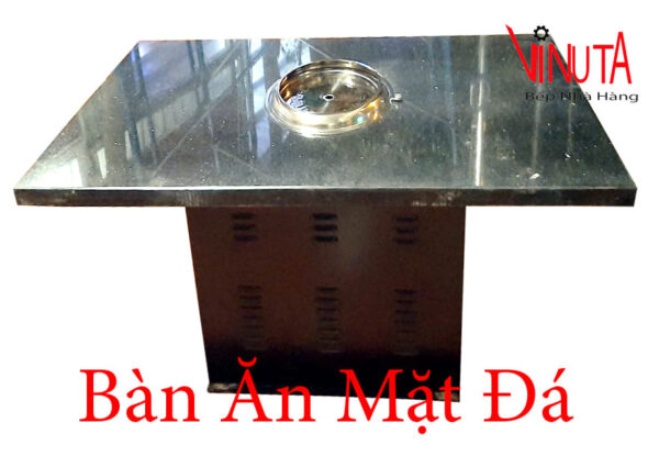 bàn bếp lẩu nướng mặt đá 4, 6 người | Bộ bàn ăn lẩu nướng mặt bàn đá nhà hàng